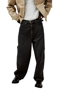 กางเกงยีนส์แบบมีกระเป๋า5กระเป๋าสำหรับผู้ชายผ้าฝ้าย100% ทรงหลวมเข้ารูปสีดำดีไซน์ใหม่ - Product Image 2