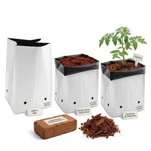 Plant Grow <b>Bags</b> White & Black Plastic Nursery Seedling Pots with Drain Holes for Garden <b>Vegetables</b> Flowers - Product Image 3