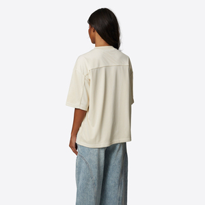 เสื้อยืดคอกลมตาข่ายทรงโอเวอร์ไซส์สำหรับผู้หญิง แขนสั้น ทรงหลวม ระบายอากาศได้ดี สีพื้น สไตล์ฤดูใบไม้ผลิและฤดูร้อน - Product Image 2