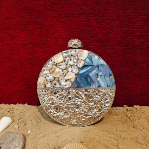 Bolso de Mano de Lujo Redondo con Madreperla, Marco de Latón Hecho a Mano, para Fiestas, Bodas, Diseño de Concha, para Mujer - Product Image 1