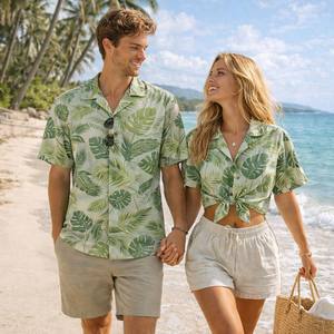 Custom Design Hawaiian Print Short-sleeved <b>Shirt</b> for Men Beach <b>Resort</b> Vacation Hawaii Button Down <b>Shirts</b> - Product Image 2