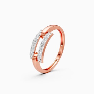 Anillo de curva abierta con diamante cultivado en laboratorio de 0.21 quilates en oro amarillo, blanco y rosa de 9 quilates. - Product Image 1