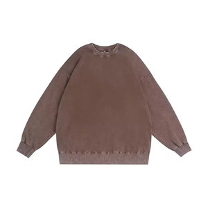Sudadera de punto de algodón lavado oversize para hombre, cuello redondo, color liso, manga larga, estilo casual, para otoño - Product Image 3