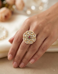 Traditional Kundan Finger <b>Ring</b> Indian Bridal Jewellery <b>Statement</b> <b>Ring</b> Ethnic Wedding Jewellery Wholesale Manufacturer & Supplier - Product Image 6