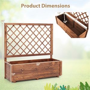39\" <b>Pine</b> Wood Elevated Garden <b>Bed</b> with Diamond Trellis for Climbing Plants Elegant Fencing Trellis & Gates Planter Box - Product Image 4