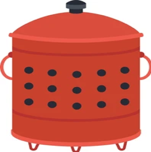 Galvanized metal garden incinerator <b>bin</b> with chimney lid, ventilation holes, and shovel, available at wholesale prices. - Product Image 2