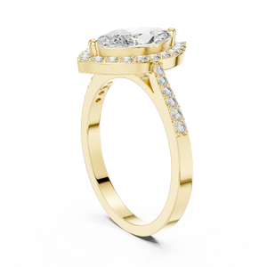 Anillo de Compromiso Vinson Project con Moissanita Creada en Laboratorio, Corte Marquesa, Halo y Banda Pavé, Chapado en Oro de 18K, Acero Inoxidable, Estilo Art Deco - Product Image 4