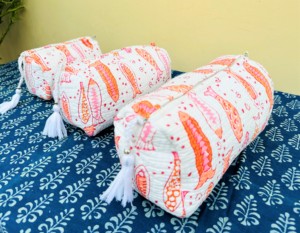 Cosmetic Bag Cotton Block Print Hand <b>Purse</b> 3 Piece Quilted Wash Bag Women's Makeup Bag Toiletry Bag Holiday Gift Utility Pouches - Product Image 4