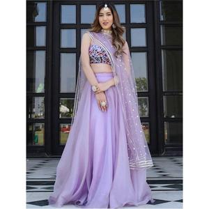 Fantastic Lavender Organza Recepción Wear Lehenga Choli - Product Image 6