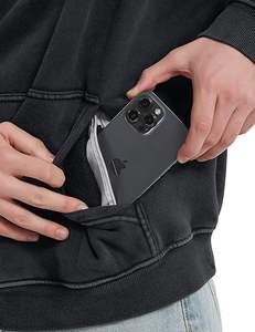 Sweat à capuche personnalisé 100% coton avec fermeture éclair quart de tour, effet délavé, vintage, coupe oversize, en molleton épais, style streetwear pour homme - Product Image 4