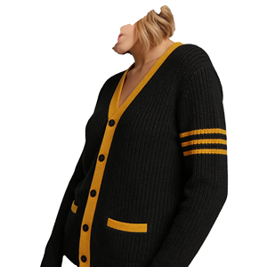 Suéter Cárdigan Casual de Mujer con Cuello en V, Tejido Grueso de Lana/Acrílico, Personalizado al por Mayor OEM/ODM, Estilo Universitario Alpha Kappa Sorority - Product Image 4