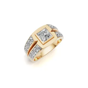 Crown line Men's Lab Grown <b>Diamond</b> <b>Ring</b> Round & Princess Cut <b>Diamond</b> <b>Ring</b> with IGI Certified & VVS Clarity Fine Jewelry for Sale - Product Image 4