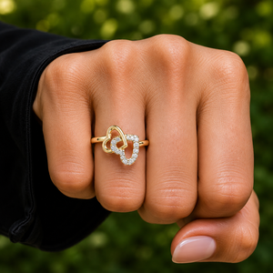 Bague Cœur Entrelacé en Diamant de Laboratoire Rond Brillant DEF VVS, Or Massif 14K 18K, Bijoux Fins, Cadeau d'Anniversaire, Vente en Gros - Product Image 2