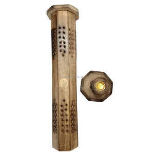Soporte para quemador de incienso de madera de agar ecológico orgánico grande con recogedor de cenizas tallado a mano aromático - Product Image 2