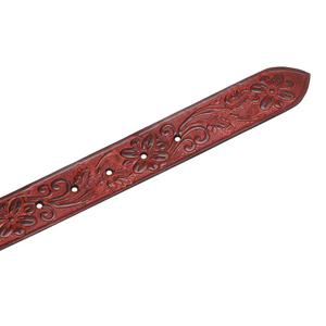 Ceinture Western perlée avec motif floral gravé à la main et boucle en cuivre pour hommes et femmes - Product Image 5