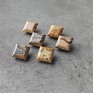 Pierre précieuse naturelle de jaspe biscuit, taille carrée à facettes, calibrée, qualité supérieure, en vrac - Product Image 6