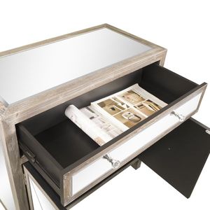 Mobili da soggiorno FCH in MDF argentato con superficie a specchio, metà in vetro, un cassetto e due ante - Product Image 6