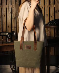 Sac fourre-tout en cuir et toile, style vintage, sac à bandoulière, sac de voyage, sac de travail, sac de shopping, grande capacité, design brodé ouvert, LCTB-0024 - Product Image 2