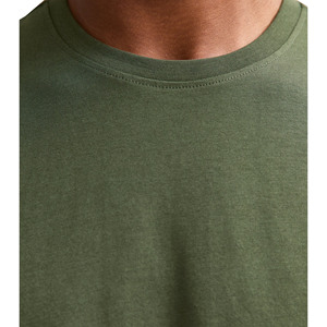 Men's Olive Green Regular Fit Cotton T-Shirt O-Neck Short Sleeve Casual Solid Color Blank Jersey Knitted Design - Product Image 5