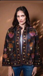 Veste brodée à la main en cachemire Aari pour femmes, style Suzani élégant, veste courte vintage en velours de coton à fleurs - Product Image 3