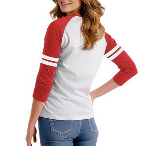 High Quality Women Baseball T Shirts Contrast Color <b>Raglan</b> <b>Top</b> Breathable Sleeve Stripe Clothing Plain Style Ladies Daily Wear - Product Image 4