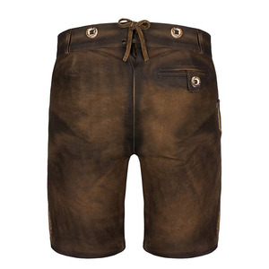 Shorts d'Oktoberfest allemands authentiques en tissu satiné polyester marron antique foncé pour homme, coupe-vent et imperméables - Product Image 2
