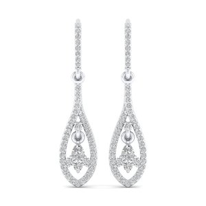 REYES Pendientes Colgantes de Plata de Ley 925 con Diamante Cultivado en Laboratorio de 1 Quilate con Corte de Pera, Ideales para Fiestas, Joyería Fina para Mujer - Product Image 1