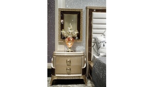 Luxury Modern <b>Solid</b> Teak <b>Wood</b> Bedroom Set King Size Bed with Mirrored Wardrobe 2 Nightstands and Designer <b>Dressing</b> <b>Table</b> Set - Product Image 4