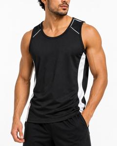Men's <b>Black</b> Sleeveless <b>Tank</b> <b>Top</b> O-Neck Color Blocked Quick Dry Sporty Knitted Workout Shirt Breathable Men <b>Tank</b> <b>Top</b> - Product Image 4