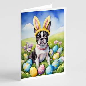Whimsical Boston Terrier easter ไข่, A7 8ใบขนาด5x7โน๊ตการ์ดเปล่าพร้อมซองสำหรับทักทาย - Product Image 1