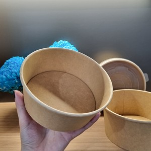 Bol en papier kraft biodégradable et écologique à paroi simple pour soupes et salades, modèle 2025, 500ml, 750ml, 1000ml – Vente chaude - Product Image 6