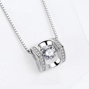Round Cut Moissanite Sterling Silver Cute Party Unique Necklace for Women - Product Image 5