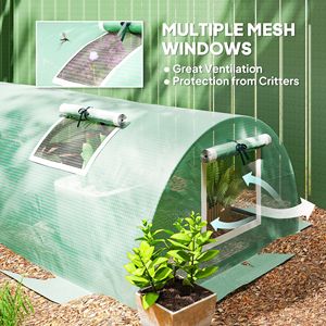 Mini Serra Portatile 3x1x0,6m con 5 Finestre a Rete, Copertura in PE, Telaio in Metallo e Materiale PVC Resistente - Product Image 5