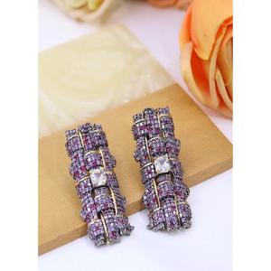 Pendientes de botón de latón chapado en oro de primera calidad con circonita cúbica para mujer, ideales para fiestas nocturnas, con brillos deslumbrantes. - Product Image 1