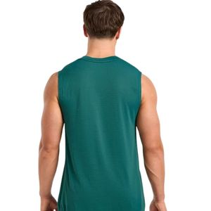 Camiseta sin mangas verde azulado para hombre, cuello redondo, para gimnasio, entrenamiento, fitness, deportiva, informal, para correr - Product Image 5