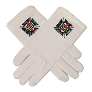 Gants en coton blancs maçonniques avec broderie croix rouge, longueur poignet, pour usage quotidien, style uni - Product Image 3