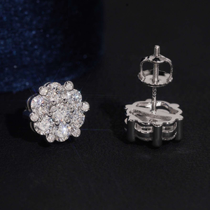 Pendientes de Moissanita con Diseño Floral, Joyería Brillante con Cristales, Pendientes de Lujo, Regalo para Mujer - Product Image 3