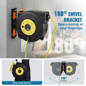 Avvolgicavo Retrattile Rinforzato da 15 Metri 14AWG/3C SJTOW con Presa Tripla Illuminata 13 Amp, Cavo da 1,5m, Connettore CEE Maschio - Product Image 6