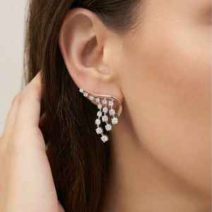 Pendientes Estéticos de Moissanita con Corte Redondo, Bañados en Oro y Rodio con Plata 925, para Compromiso, Regalo Encantador para Mujer, para Fiesta - Product Image 1