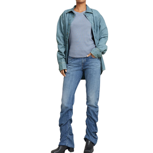 OEM ODM T-shirt de sport décontracté en denim pour femmes, coupe régulière, broderie mignonne, séchage rapide, respirant, vente en gros - Product Image 4