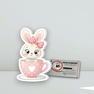Plateau magnétique en acrylique pour extensions de cils, motif lapin rose avec tasse à thé, marque privée, outils de beauté pour artistes - Product Image 2