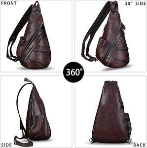 Bolso de Pecho y Hombro de Cuero Genuino para Hombre, Personalizable al por Mayor, Gran Capacidad, Duradero, Estilo Vintage, Casual y Moderno - Product Image 3