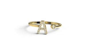 Luxury 18K Gold Personalized <b>Initial</b> Letter A Jewelry Bypass <b>Ring</b> Round Cut Diamond Monogram <b>Ring</b> Fine Jewelry for Women - Product Image 1