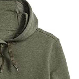 Sweat-shirt à capuche pour homme en molleton vert olive, tricoté, manches régulières, couleur unie, style automne - Product Image 4