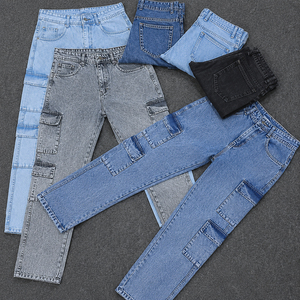 Vaqueros Cargo de Mezclilla de Talle Grande para Mujer, de Cintura Alta, Pierna Ancha, Ajuste Holgado, Lavado a la Piedra, con Estrellas Rasgadas, Embalaje en Fardos, BD - Product Image 4