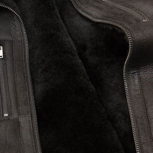 Vestes en cuir de mouton véritable pour hommes, style motard, avec col en fausse fourrure, fermeture éclair, coupe-vent, manteau d'hiver pour l'extérieur, tendance - Product Image 5