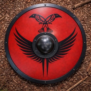 Calvin Handicraft - Adhesivo Decorativo de Pared de Madera Personalizado con Diseño de Escudo Rojo, Estilo Art Deco para Sala de Estar y Espacios Comerciales - Product Image 2