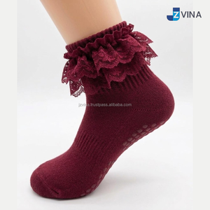 Custom Women Ankle <b>Socks</b> <b>Lace</b> Ruffle Anti-Slip Dot Sole Spandex/Nylon/Cotton Compression Breathable Elegant Style Summer Daily - Product Image 4