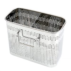 Stainless Steel Utensil Holder 14x8x13cm Chopsticks Holder <b>Rack</b> Basket 2 Divided Compartments <b>Drying</b> <b>Rack</b> Utensil Caddy for Kit - Product Image 1
