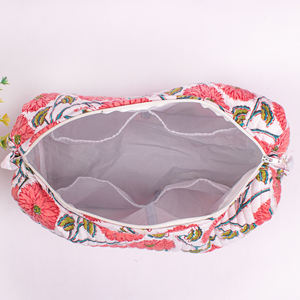 Juego de Bolsas de Maquillaje de Lujo Hechas a Mano con Estampado Floral Acolchado de Algodón para Mujer, Bolsa Organizadora de Cosméticos para Viaje, Promocional y de Marca - Product Image 5